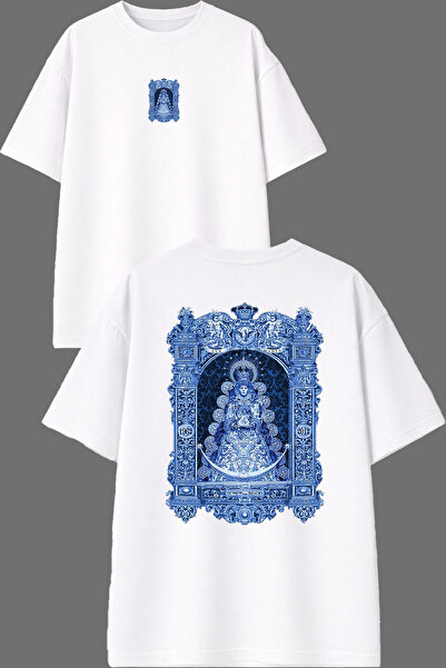 VSRN Tricou alb oversize cu imprimeu față și spate Queen Historical Design