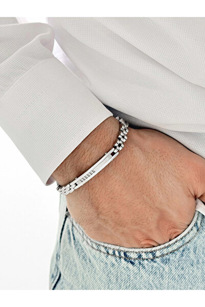 FERRO سوار رجالي من الفولاذ الفضي FRJ10160A-A مع عبوة هدية بضمان لمدة عامين