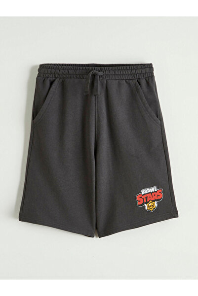 LC Waikiki شورت أنثراسايت براول ستارز مطبوع للأولاد