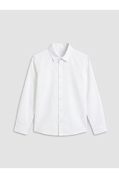 LC Waikiki Λευκό πουκάμισο από ποπλίνα για αγόρια