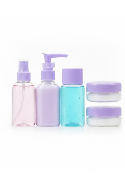 ZERO LAND طقم حمام للسفر من NRZSNT مكون من 5 قطع، 30 مل، شفاف، محمول (190531)