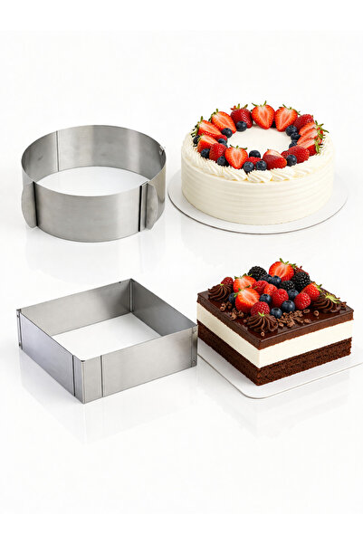 melt pastry & kitchen Ayarlanabilir Kare ve Yuvarlak Pasta Çemberi Kek Kalıbı...