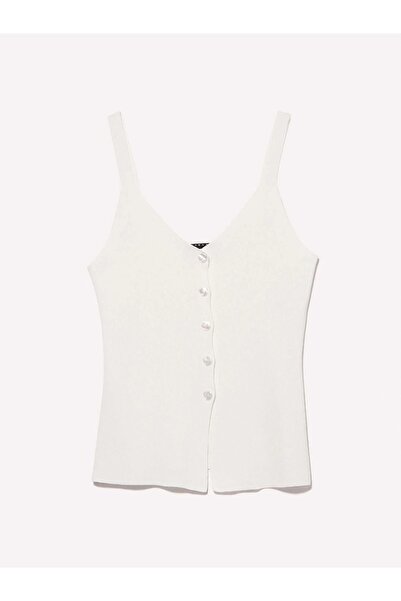 Sisley Γυναικεία μπλούζα 100% βισκόζη με κουμπιά μπροστά και λαιμόκοψη V, στε...