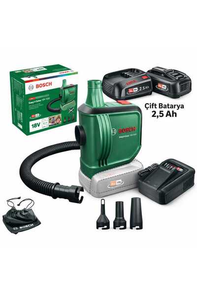 Bosch EasyInflate 18V-500 Şişirme ve Emme Özellikli Hava Pompası 2x2.5 Ah Çif...