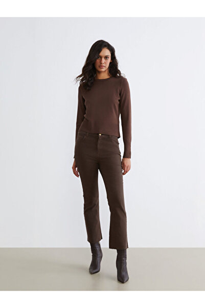 LC Waikiki Brown Crop Flare Women's Jean Pants