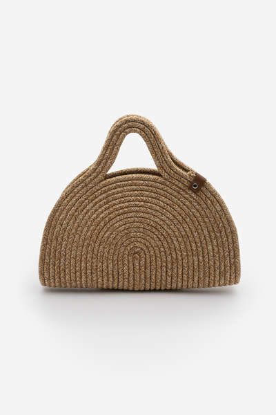 Marjin Γυναικεία χειροποίητη τσάντα χειρός χωρίς φερμουάρ, Poger Beige Straw