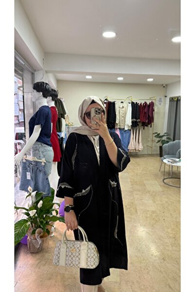 ayşe akay Dubai İpeği Taş Detaylı Uzun Kimono