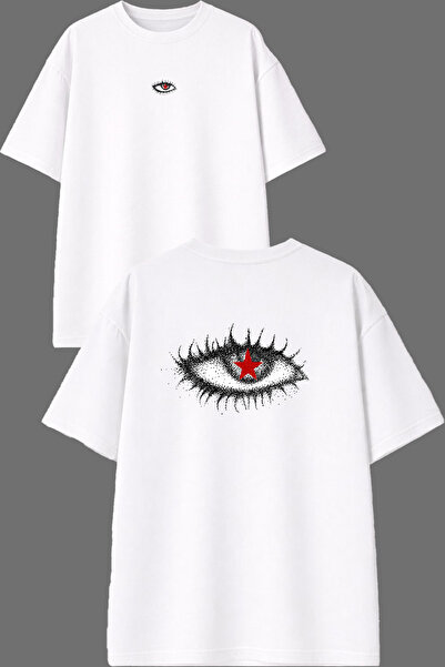VSRN Star Eye Design, prednja i zadnja strana sa štampanjem, bijela oversize ...