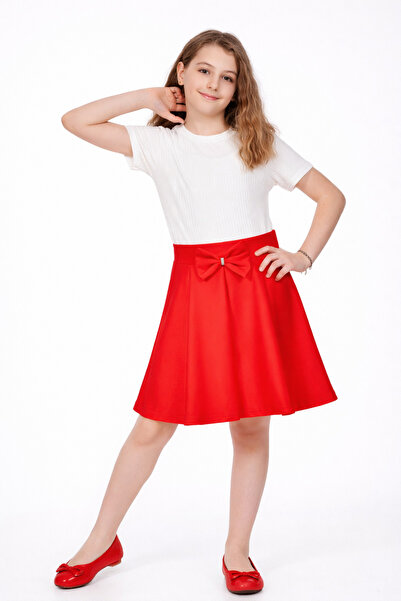 Sibel Günay Butik April 23 & October 29 Girls' Red Flared Skirt – Stylish Cas...