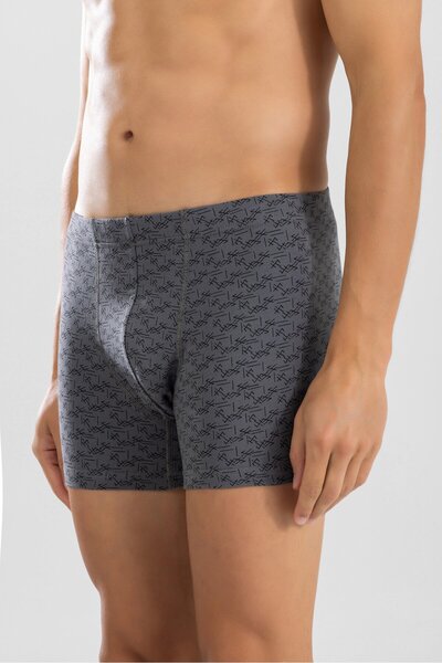 BAYKAR Men's Cotton Compact Lycra Patterned Boxer 1448 Gray