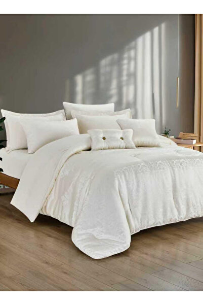 INREST Brocade King Comforter Set 240 × 260 cm – Luxury 8 Pieces Jacquard Emb...