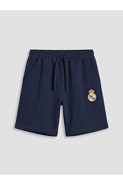 LC Waikiki شورت مطبوع باللون الأزرق الداكن للأولاد من ريال مدريد