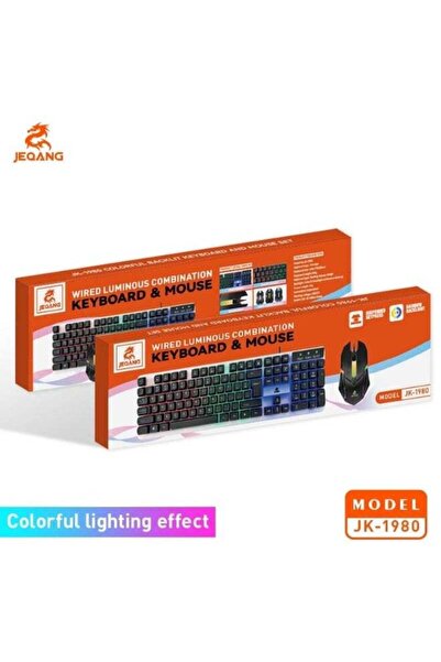 JEQANG لوحة مفاتيح وماوس سلكية مضيئة
