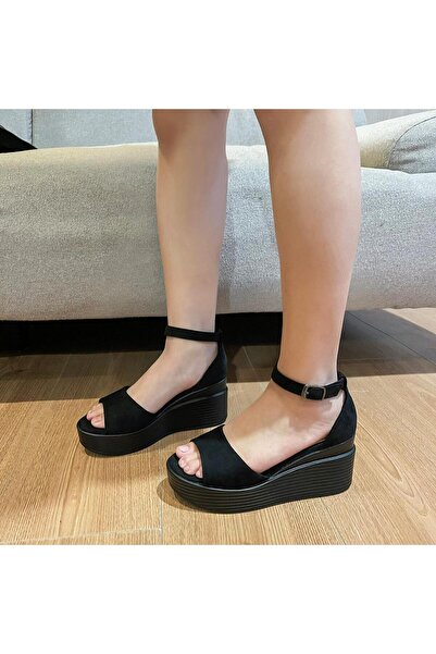 Tonii Women's casual sandals, with platform and strap, ecological suede, C-2