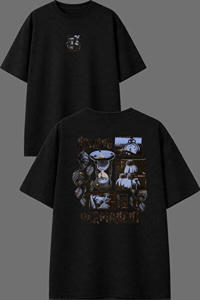 VSRN Permanent Not Design Black Oversize T-Shirt with Front and Back Print