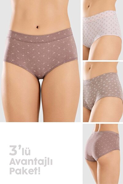 BAYKAR Γυναικεία ψηλόμεσα βαμβακερά εσώρουχα με σχέδια, πολύχρωμα Bato, συσκε...