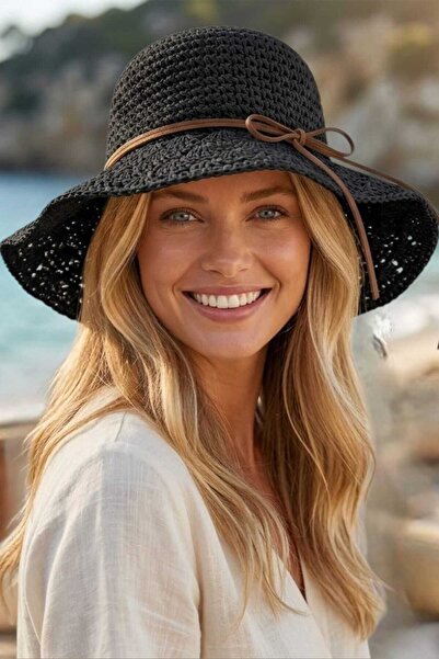Uniquetrenders Ženski letnji slamnati šešir sa pletenim uzorkom i širokim obo...