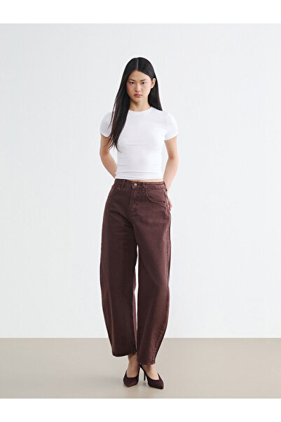 LC Waikiki Burgundy Barrel Fit Women's Jean Pants