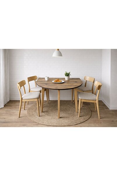 woodywood 90 Cm Yemek Masası Yuvarlak Ahşap Model Mutfak Ofis Masası Çalışma ...