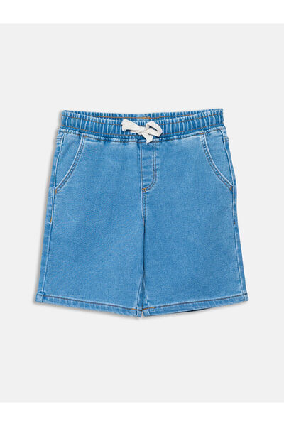 LC Waikiki شورت جينز أساسي للأولاد من إنديجو بخصر مطاطي