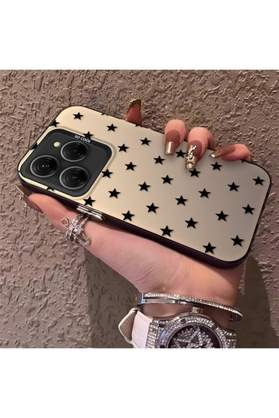 SLIMFELT Tecno Spark 20 Pro 4G/5G Uyumlu Vintage Ay-Yıldız, Sert Dayanıklı, S...