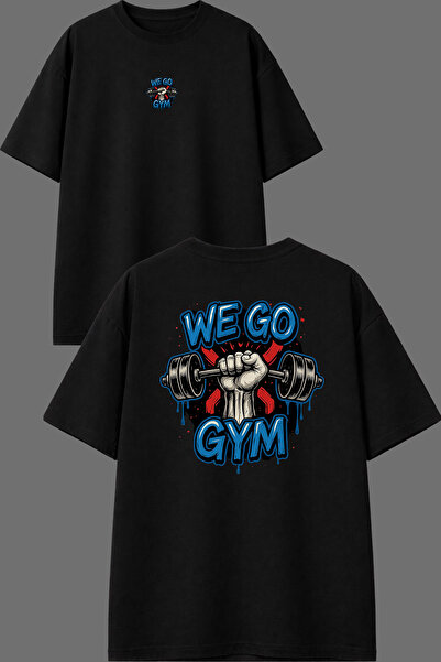 VSRN Gym Go We Design Black Oversize T-Shirt with Front and Back Print