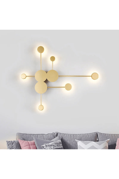 luminastar LED Ceiling Light 60W, 9 Golden Circles, Cold/Warm/Neutral Light