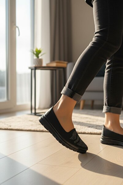 enoch Genuine Leather Orthopedic Comfort Ballerinas with Sparkling Stone Embr...