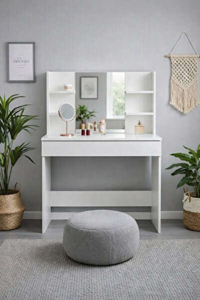 MOBİX HOME MK14 Makyaj Masası Aynalı ve Çekmeceli Beyaz