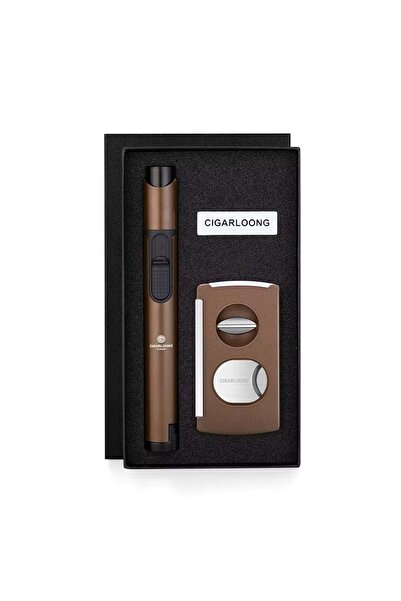 CIGARLOONG KESİCİ ,DELİCİ VE ÇAKMAKLI PURO SETİ BROWN
