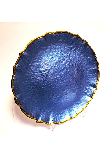 pumikaia Platou de Servire Premium - Cobalt Blue & Gold Edge, 27 cm