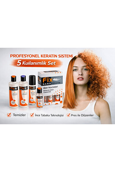 Fix Nano Keratin 4 lü Professional 4'lü Saç Bakım ve Pürüzsüzleştirici Sistem Seti
