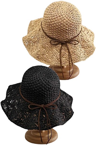 Uniquetrenders Women's Summer Straw Hat Knitted Patterned Wide Brim Bohemian ...