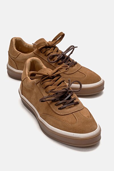 LuviShoes Γυναικεία casual αθλητικά παπούτσια MELLE Tan Suede από γνήσιο δέρμα