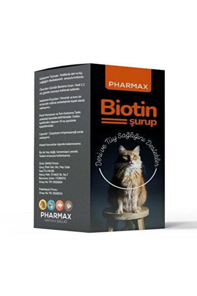 Pharmax Biotin Şurup 40 ml Kedi ve Köpek Tüy Dökülmesini Önleyici (Kepek ve P...