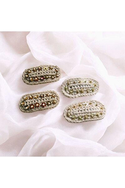 The Cloudish Shop Set de 4 catarame cu capse croșetate și mărgele pentru bebe...