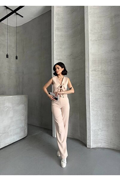ZF BUTİK Women's Stylish Two-Piece Set with Tie Detail