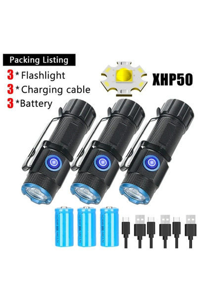 Choice1 3PCS 20W Mini Flashlight Super Bright P50 LED Flashlights with Tail M...