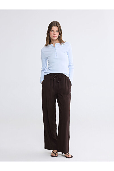 LC Waikiki Brown Elastic Waist Women's Trousers