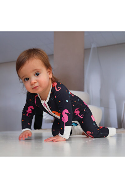 Zipster Pijama lungă din bambus, fermoar reversibil, ZIPSTER-Albastru Marin, ...