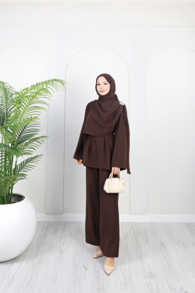 Moda Misali Women's Stylish Hijab Pantsuit with Belt, Long Sleeves, 2-Piece S...