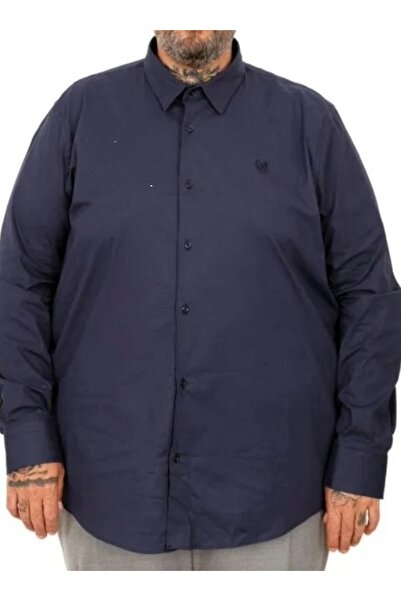 cusseli Large Size Men's Classic Shirt Lycra 20351 Navy Blue