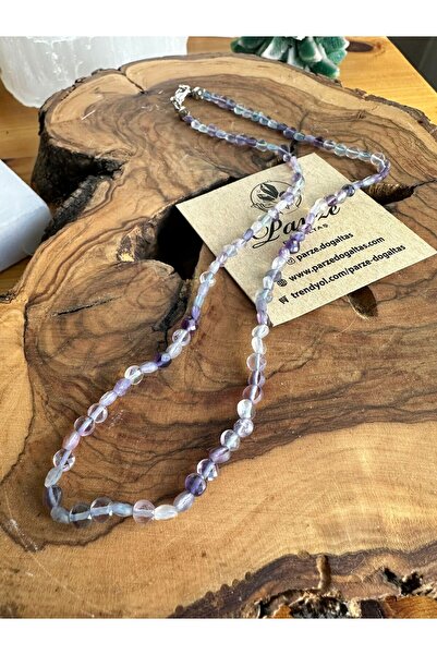 parze doğaltaş قلادة من حجر الفلوريت الطبيعي بقطع على شكل عدس