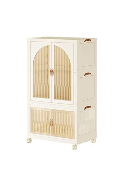 KEKE 2 Tier Kids Wardrobe Storage Cabinet Multi-Functional Organizer with 10 ...