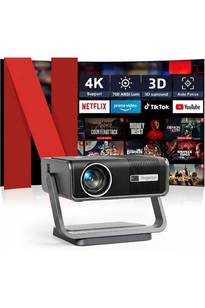 FlashHawk جهاز عرض 4K للسينما المنزلية - جهاز عرض ذكي محمول صغير بدقة 1080P أ...