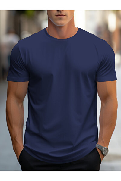 Take Two By Styli تي شيرت رجالي باللون الأزرق الداكن برقبة دائرية