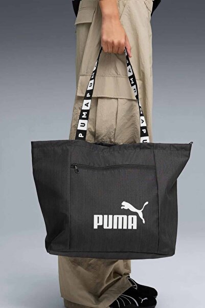 Puma Unisex Black Shoulder Bag - Sports and Casual Shopper Bag with Large Int...