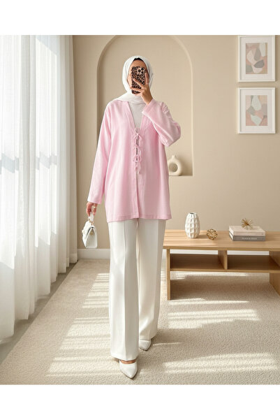 HİJABAYA Λινό κιμονό με τρεις κορδόνια μπροστά