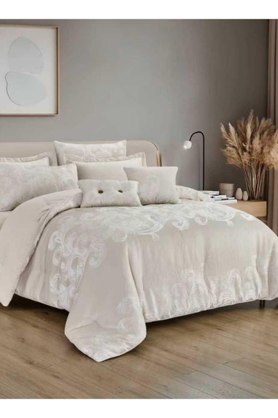 INREST Pure Single Comforter Set 170 × 230 cm – Luxury 5 Pieces Jacquard Embr...