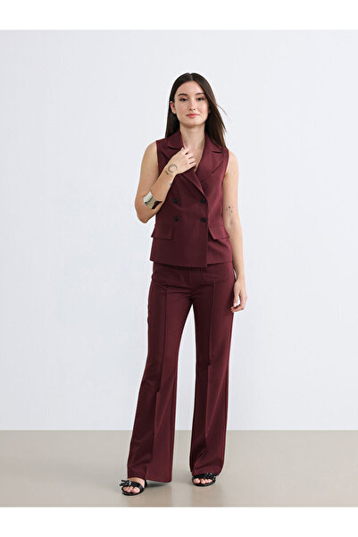 LC Waikiki Burgundy Petite Spanish Flare Women's Trousers